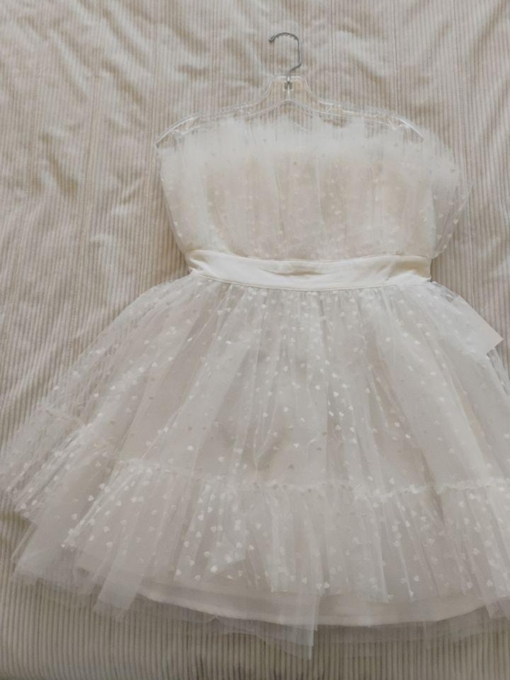 White Heart Dot Tulle Dress
